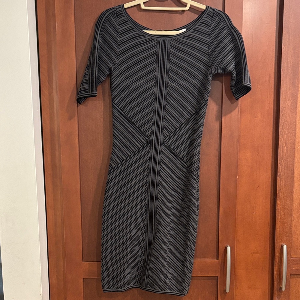Cache Black and Gray Long Sleeve Dress